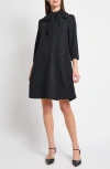 Ming Wang Bow Neck Stretch Deco Crepe Shift Top In Black