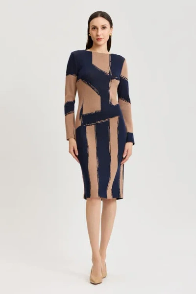 Ming Wang Brushstroke Soft Knit Sheath Dress In Multi