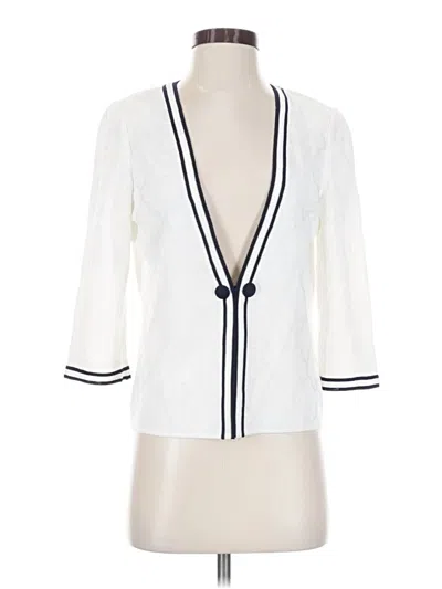 Pre-owned Ming Wang Cardigan Sweater In White