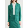 Ming Wang Chain Detail Ottoman Knit Jacket In Green
