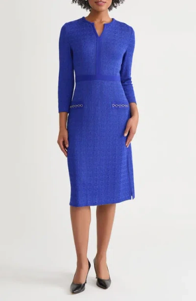 Ming Wang Chain Embellished Sheath Dress In Blue