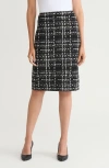 Ming Wang Check Jacquard Skirt In Gray