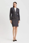 Ming Wang Checkered Knit Jacket In Multi
