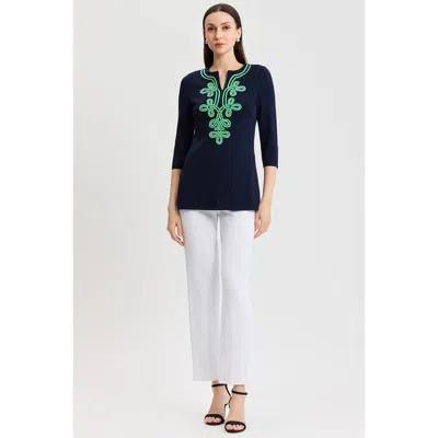 Ming Wang Classic Soutache Soft Knit Tunic In Multi