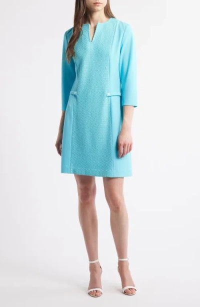 Ming Wang Contrast Panel Sheath Dress In Calypso Blue