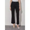 Ming Wang Crystal Front Flared Ankle Jeans In Black