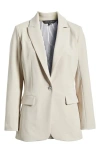 Ming Wang Deco Crepe One-button Blazer In Limestone