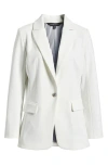 Ming Wang Deco Crepe One-button Blazer In White