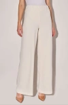 Ming Wang Deco Crepe Wide Leg Pants In White
