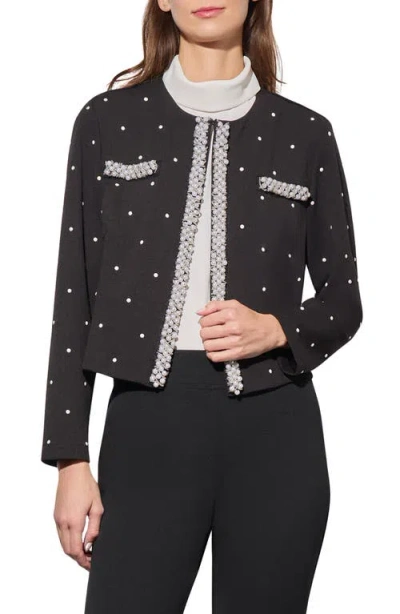 Ming Wang Deco Embellished Stretch Crepe Jacket