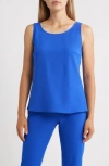 Ming Wang Deco Scoop Neck Stretch Crepe Tank