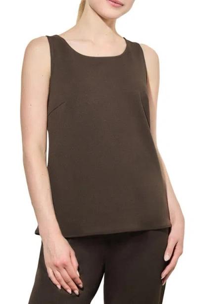 Ming Wang Deco Stretch Crepe Tank Top In Dark Umber