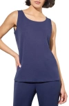 Ming Wang Deco Stretch Crepe Tank Top In Regatta