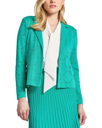 Ming Wang Diamond Burnout Soft Knit Jacket In Green