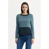 Ming Wang Diamond Pattern Soft Ribbed Knit Top In Tranquil Blue