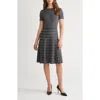 Ming Wang Digital Dash Short Sleeve Fit & Flare Dress In Gray
