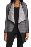 Ming Wang Draped Open Front Knit Jacket In Multi