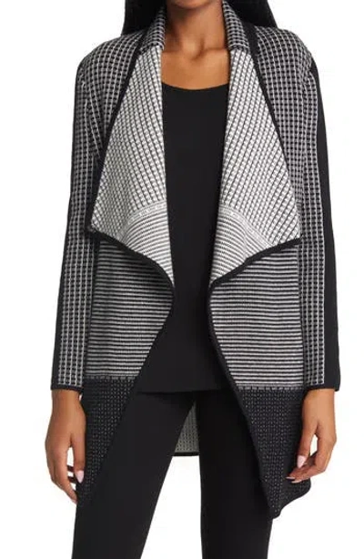 Ming Wang Draped Open Front Knit Jacket In Multi