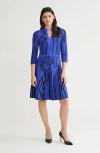 Ming Wang Dual-toned Soft Knit Dress In Blue