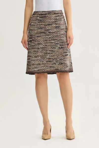 Ming Wang Eyelash Tweed Knit A-line Skirt In Brown