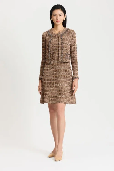 Ming Wang Eyelash Tweed Knit Jacket In Black