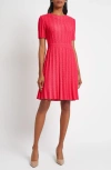 Ming Wang Fit & Flare Pointelle Stitch Dress