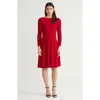 Ming Wang Fit-n-flare Tonal Stitch Knit Dress In Red