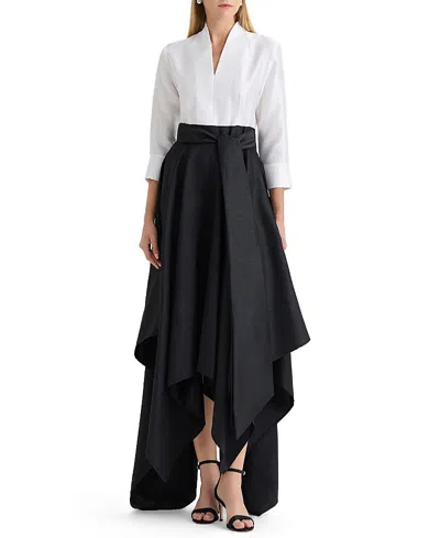 Ming Wang Fit-n-flare Woven Maxi Dress In Multi
