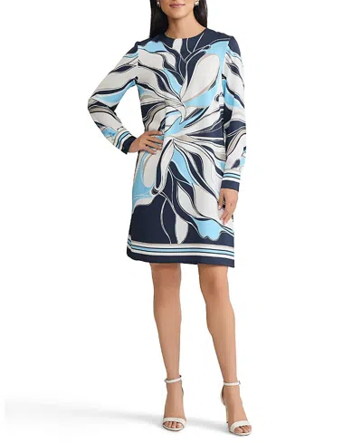 Ming Wang Floral Abstract Crepe De Chine Shift Dress In Multi