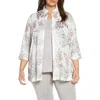 Ming Wang Floral Embroidered Jacket In White/multi