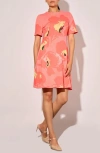 Ming Wang Floral Jacquard Knit A-line Dress In Rosy Blush/multi