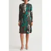 Ming Wang Floral Jacquard Long Sleeve Knit Dress In Multi