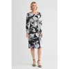 Ming Wang Floral Jacquard Soft Knit Sheath Dress In Black