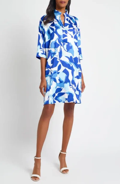 Ming Wang Floral Print Crêpe De Chine Dress