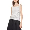 Ming Wang Front Drape Sleeveless Top In White