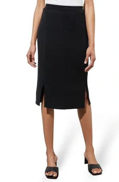Ming Wang Front Slit Knit Pencil Skirt In Black