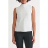 Ming Wang Funnel Neck Crêpe De Chine Shell In White