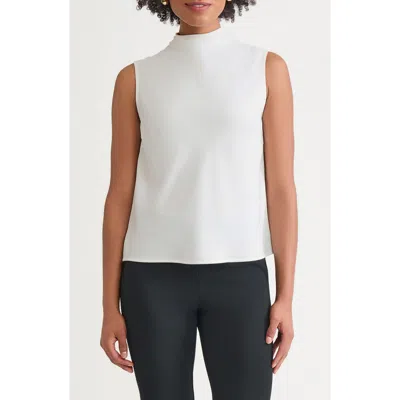 Ming Wang Funnel Neck Crêpe De Chine Shell In White