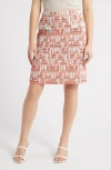 Ming Wang Geo Knit A-line Skirt In Multi