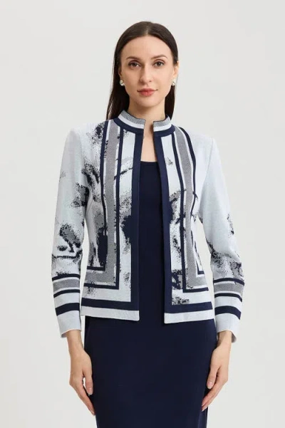 Ming Wang Heritage Abstract Two-tone Knit Jacket In Multi
