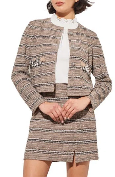 Ming Wang Heritage Crop Tweed Jacket In Gray