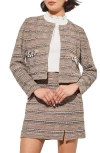 Ming Wang Heritage Crop Tweed Jacket In Java/ Black/ Ivory