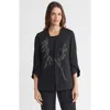Ming Wang Heritage Embroidered Stretch Deco Crepe Jacket In Black