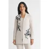 Ming Wang Heritage Embroidered Stretch Deco Crepe Jacket In White