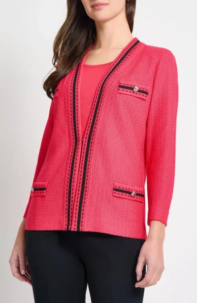 Ming Wang Heritage Fit Contrast Trim Knit Jacket