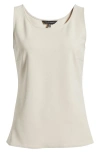 Ming Wang Heritage Fit Deco Stretch Crepe Tank Top In Limestone