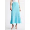 Ming Wang Heritage Fit Flare Deco Crêpe De Chine Maxi Skirt In Calypso Blue