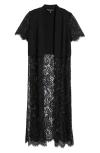 Ming Wang Heritage Fit Mixed Media Duster In Black