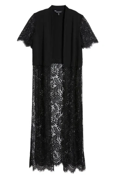 Ming Wang Heritage Fit Mixed Media Duster In Black