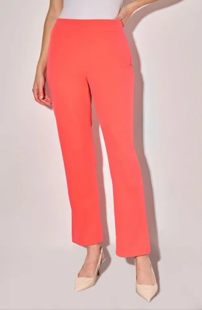 Ming Wang Heritage Fit Pull-on Crepe Pants In Sunkist Coral
